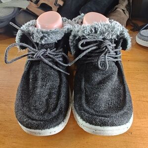 Hey Dude Britt Fur Lined Casual Booties Womens Size 8; Black Gray